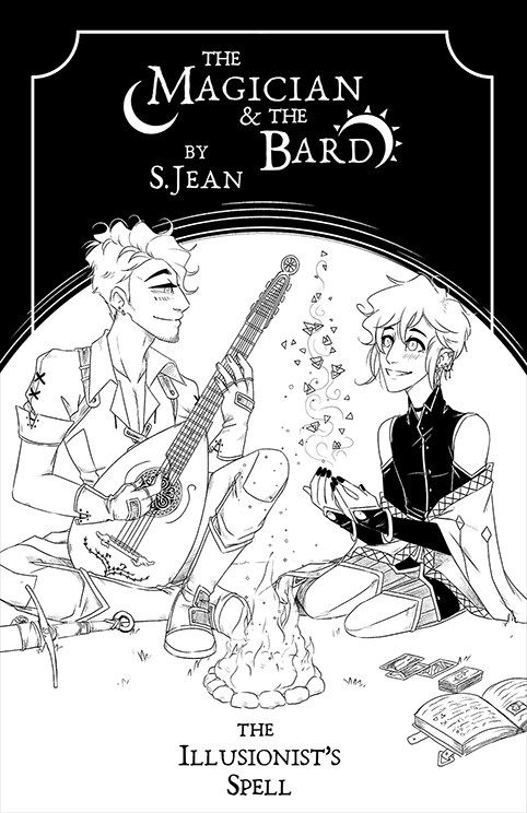 Arc 1's cover with a black and white image of Hawke and Vahn at a campfire.